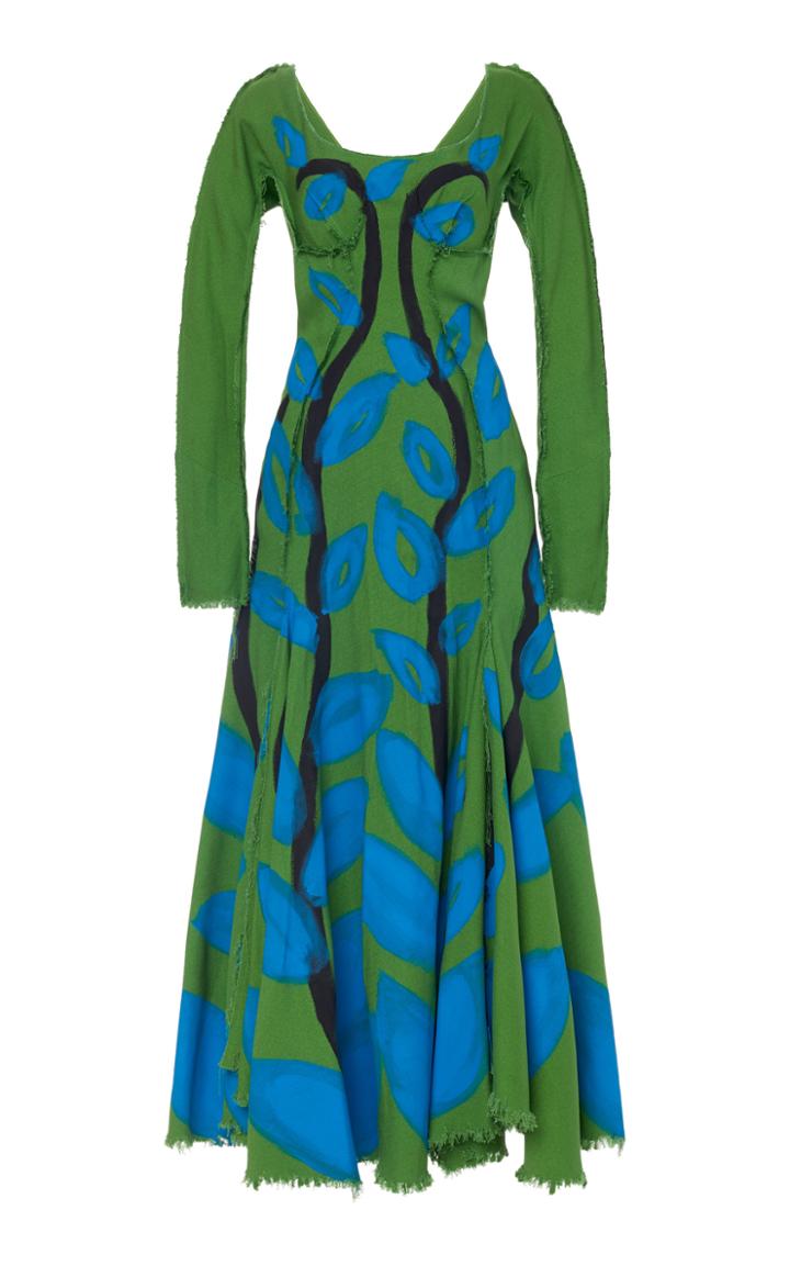 Moda Operandi Marni Leaf-painted Crepe Maxi Dress Size: 38