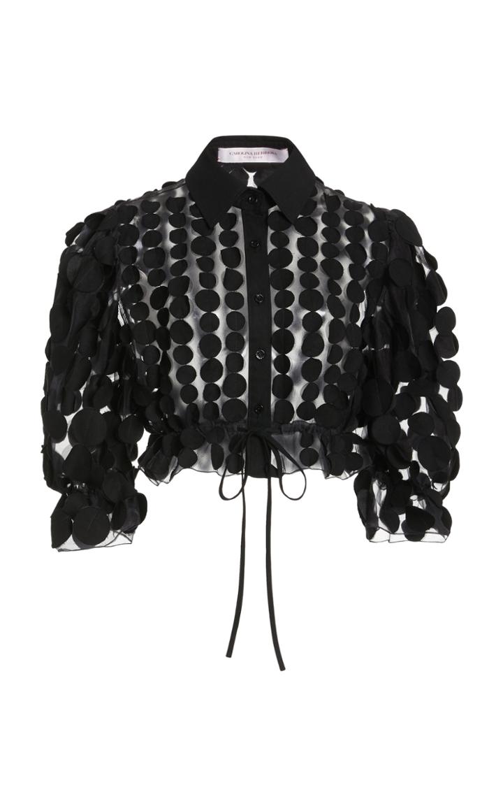 Moda Operandi Carolina Herrera Puff Sleeve Embroidered Silk Organza Top