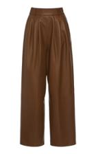 Agnona Nappa Leather High-waisted Belted Pants