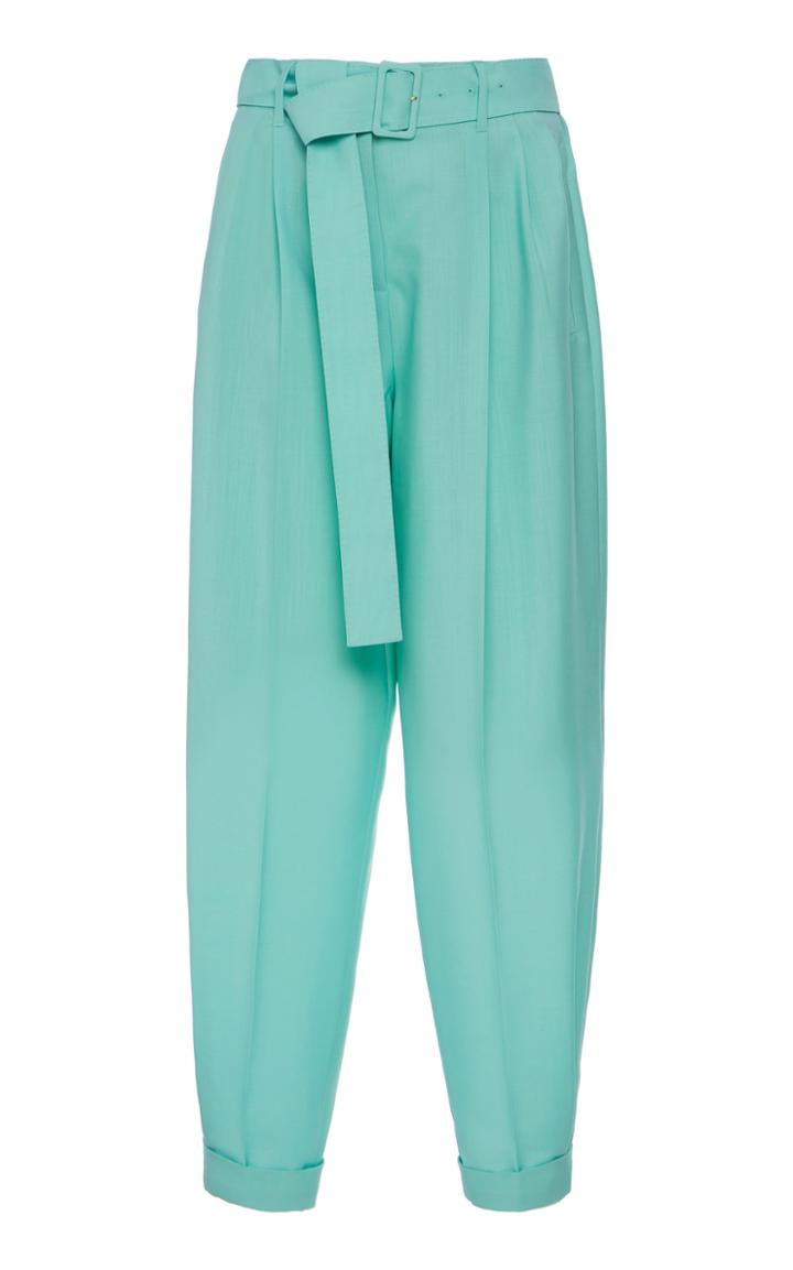 Moda Operandi Agnona Pleated Wool-mohair Belted Pants Size: 42