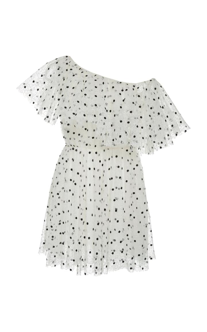 Giambattista Valli Polka-dot One-shoulder Tulle Dress