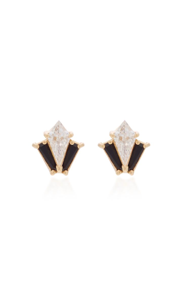 Doryn Wallach Dorothy Black Onyx Baguette Diamond Stud Earrings