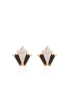 Doryn Wallach Dorothy Black Onyx Baguette Diamond Stud Earrings