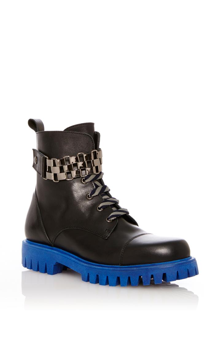 Pollini Black & Electric Blue Soft Calf Boot