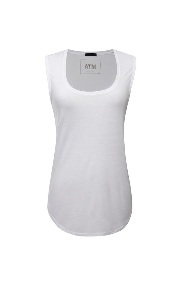 Atm White Scoop Neck Tank Top