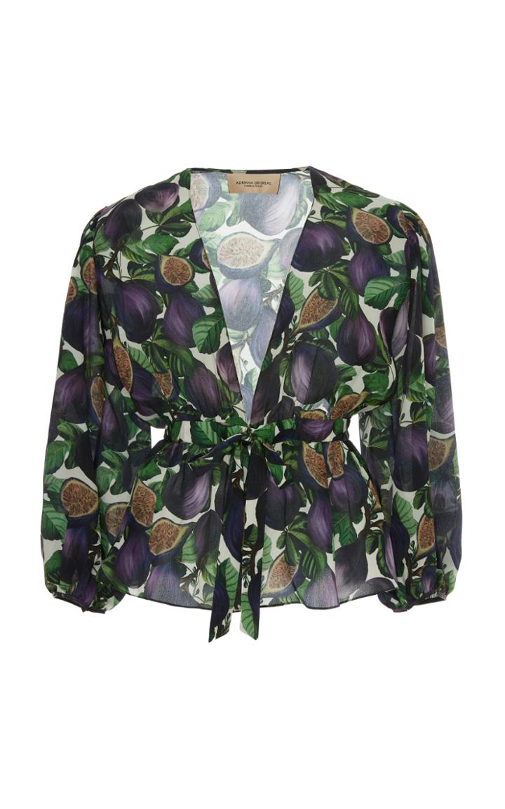 Adriana Degreas Fig Front Tie Silk Blouse