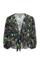 Adriana Degreas Fig Front Tie Silk Blouse