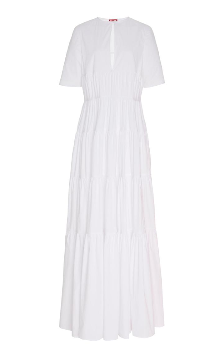 Staud Cocoon Tiered Cotton-linen Maxi Dress