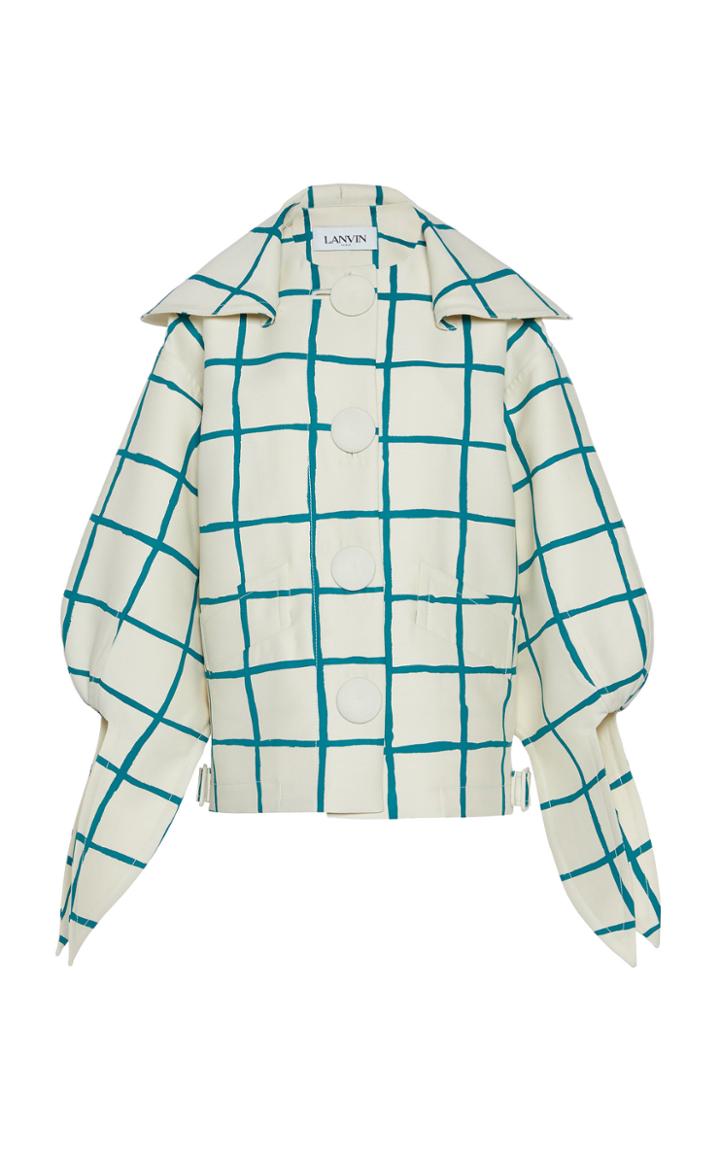 Moda Operandi Lanvin Painted-check Print Wool-silk Blend Jacket Size: 36