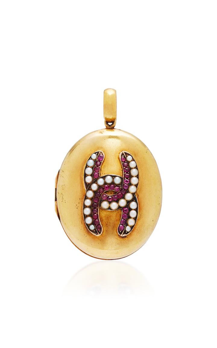 Vela Antique 14k Gold Ruby And Pearl Locket