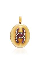 Vela Antique 14k Gold Ruby And Pearl Locket