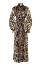 Ganni Leopard Silk Satin Shirtdress