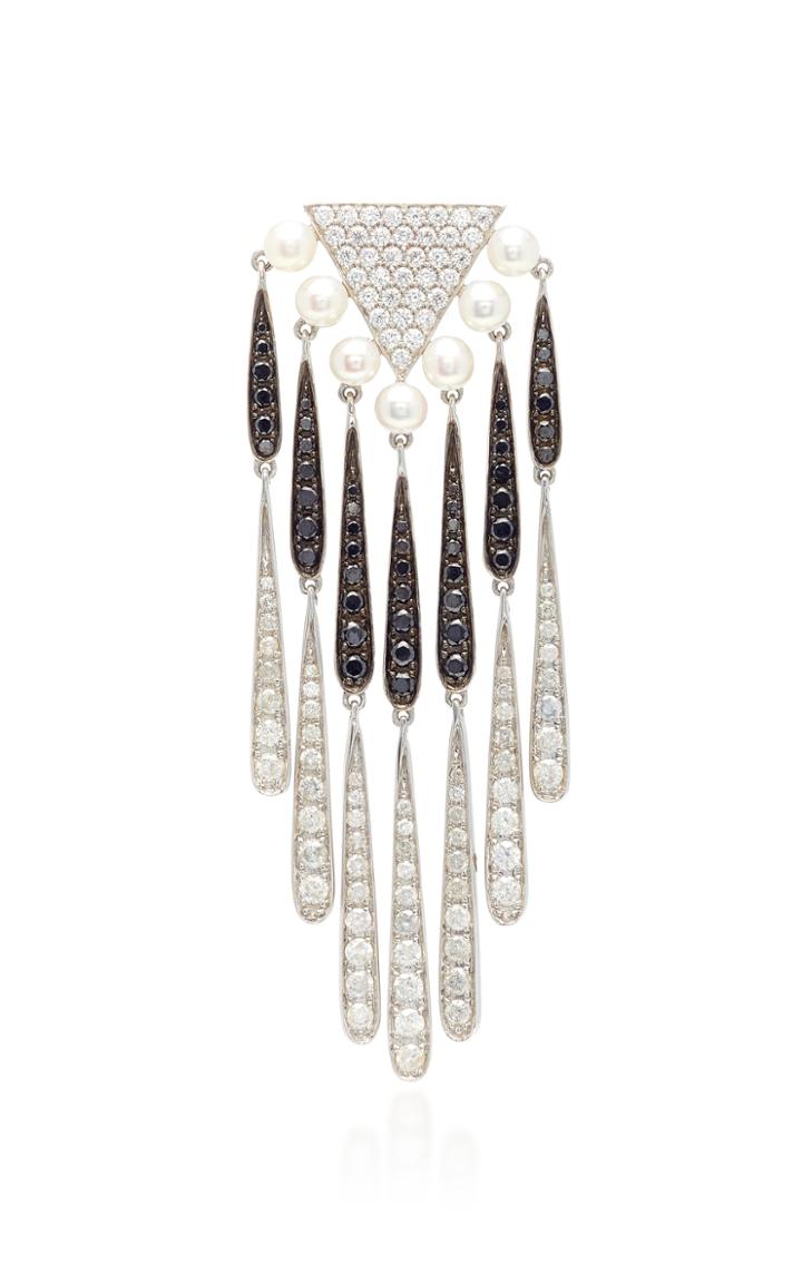 Yvonne Leon Single Indian Coiffe Earring With Black Diamonds