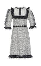 Costarellos Illusion Square Neck Midi Dress