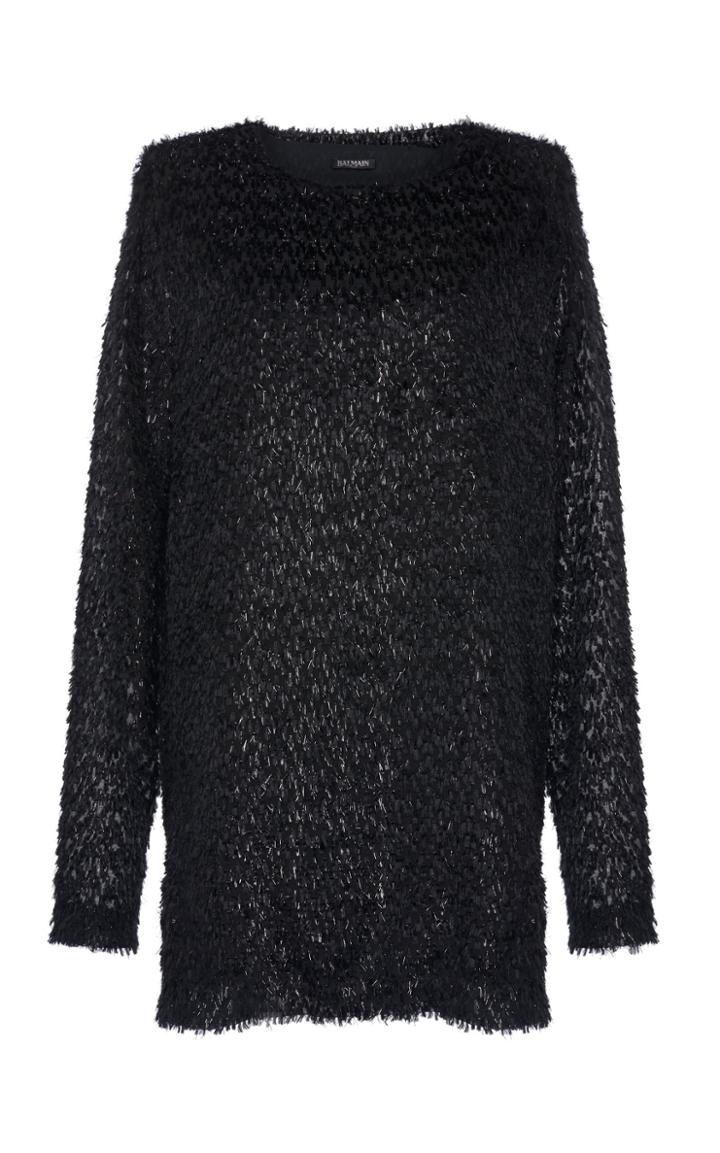 Balmain Feathery Metallic Knit Tunic