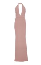 Reem Acra Silk Georgette Halter Gown