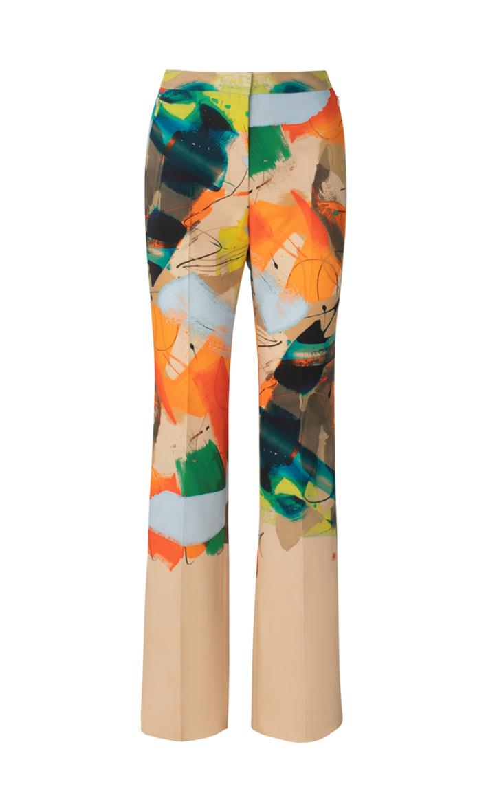Moda Operandi Akris Farida Printed Cotton Bootcut Trousers