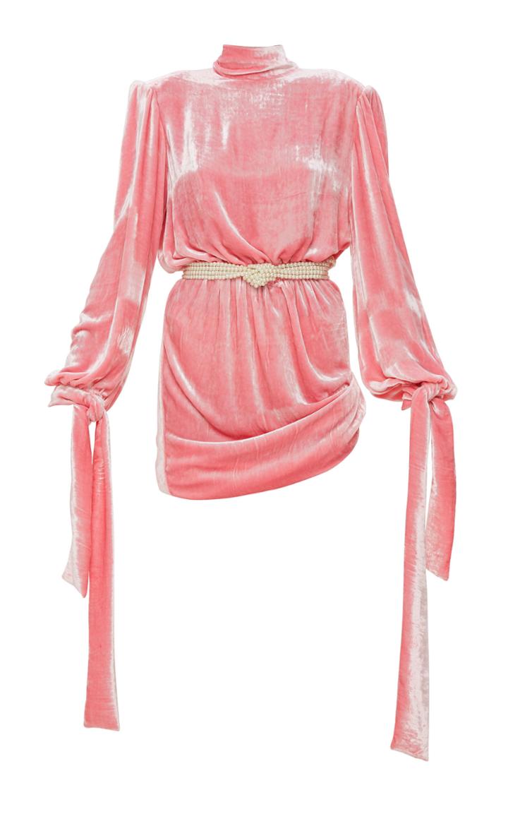 Mach & Mach Embellished Velvet Mini Dress