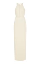 Brandon Maxwell Zip-detailed Racerback Wool-crepe Gown