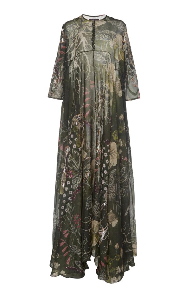 Biyan Geneta Printed Silk Maxi Dress