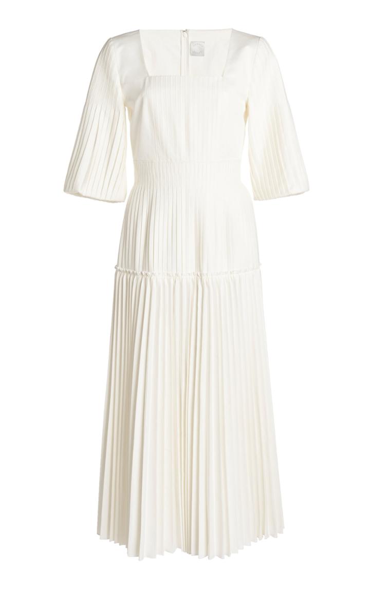Moda Operandi Huishan Zhang Calliope Pleated Cotton-blend Dress