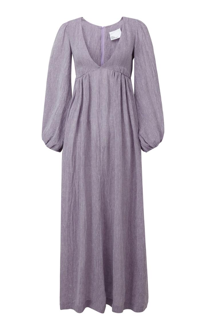 Lisa Marie Fernandez Carolyn Bow-embellished Linen-blend Maxi Dress