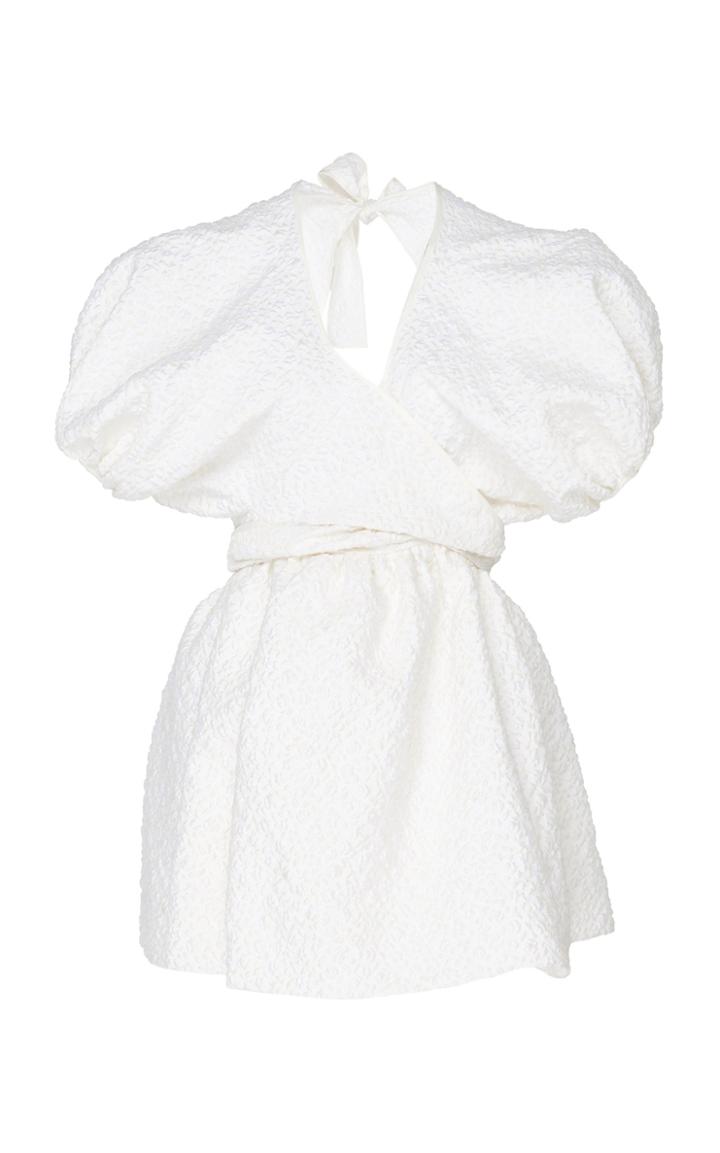 Cecilie Bahnsen Angie Textured Crepe Wrap Blouse