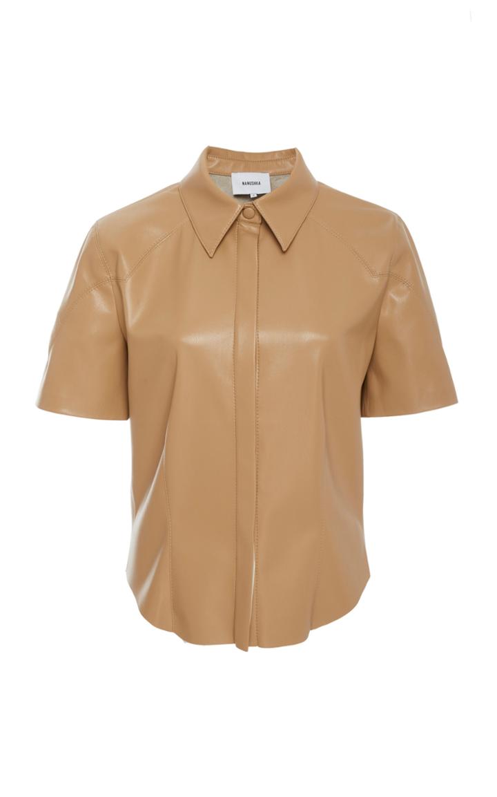 Nanushka Clare Vegan Leather Collared Top