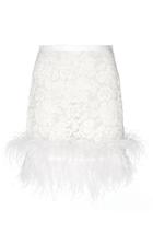 Moda Operandi Huishan Zhang Ro Feather-trim Chantilly Mini Skirt Size: 6