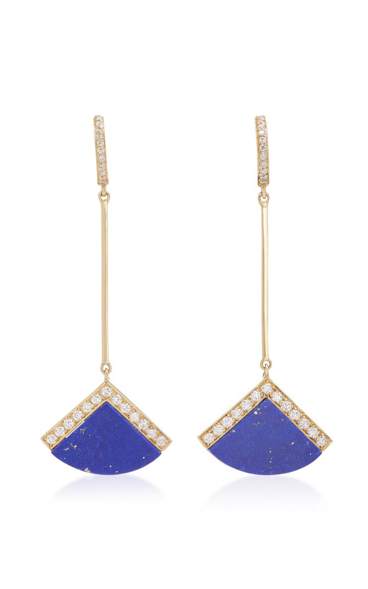 Fratelli Piccini Lul Hoop 18k Gold Lapis And Diamond Earrings