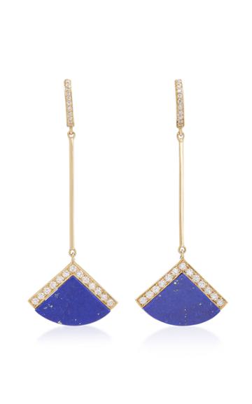 Fratelli Piccini Lul Hoop 18k Gold Lapis And Diamond Earrings