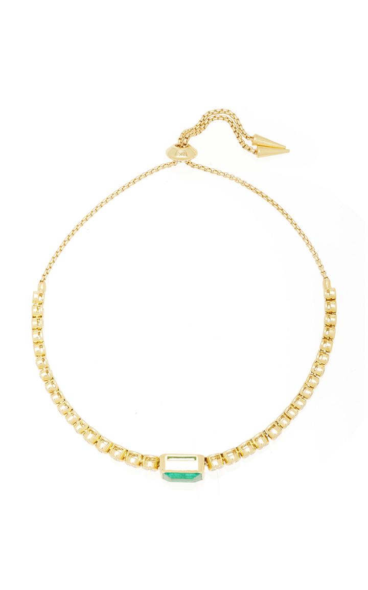 Jemma Wynne One Of A Kind Prive Luxe 18k Gold Slider Bracelet With Emerald