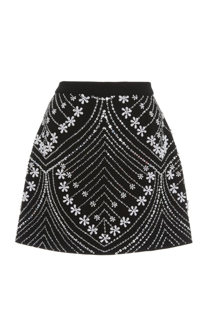 Moda Operandi Libertine Pearl-embellished Stretch Wool Mini Skirt
