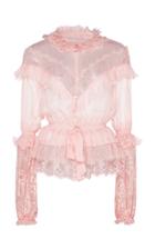 Moda Operandi Zuhair Murad Ruffle Long Sleeve Tie Top Size: 32