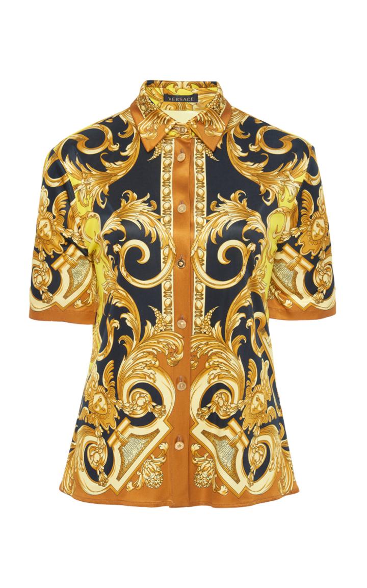 Versace Button-up Printed Satin Shirt