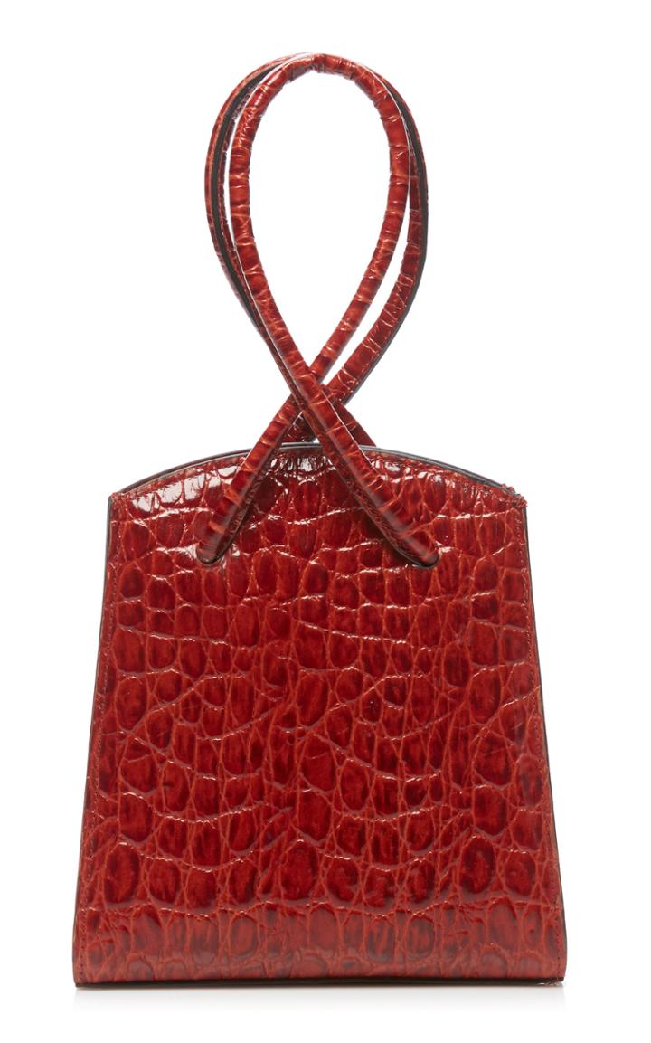 Little Liffner Twisted Wristlet Croc Embossed Leather Bag