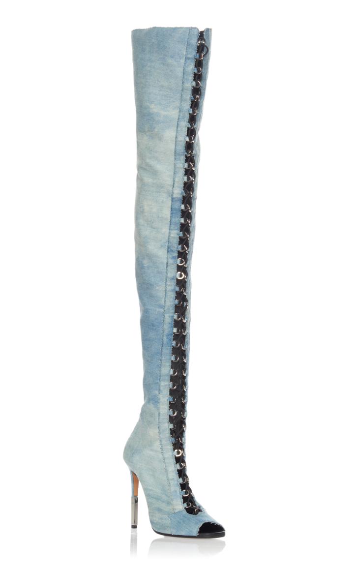 Balmain Denim Over The Knee Boot