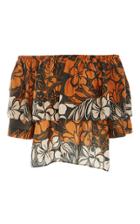 Warm Rum Ruffled Overlay Top