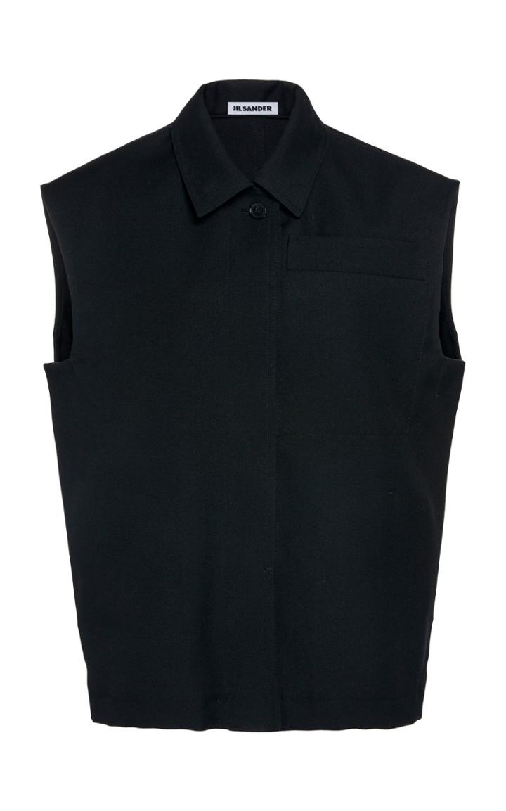 Jil Sander Glyph Collared Wool Vest Top
