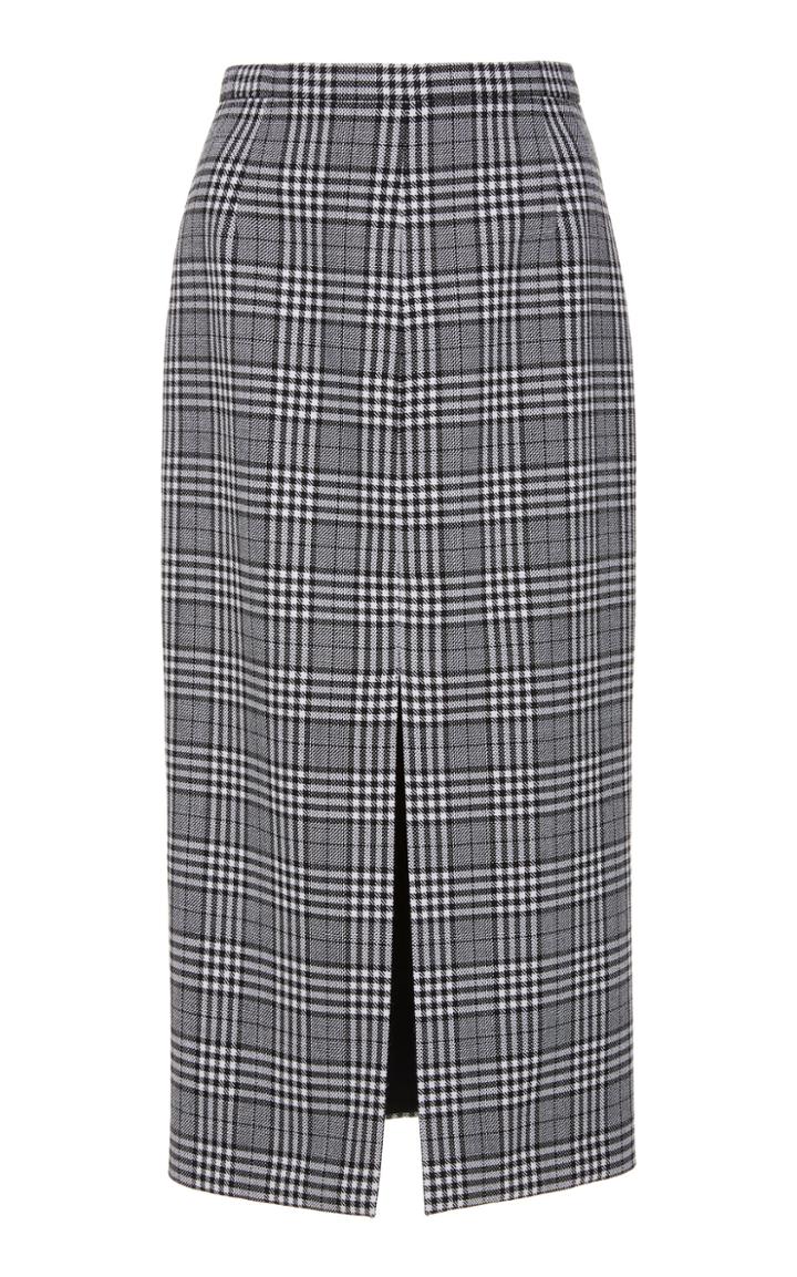 Michael Kors Collection Prince Of Wales Checked Wool Midi Skirt