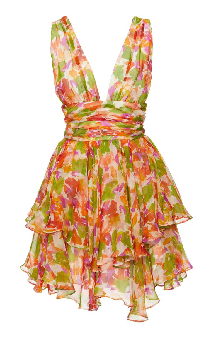 Caroline Constas Paros Printed Silk-blend Chiffon Mini Dress