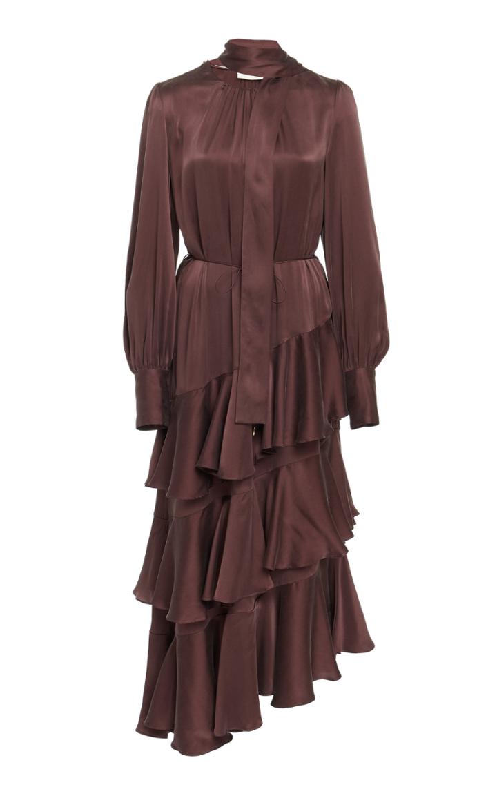 Zimmermann Asymmetric Silk-satin Maxi Dress
