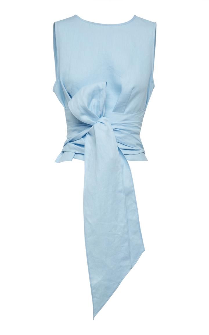 Bondi Born Tie-front Linen-blend Top