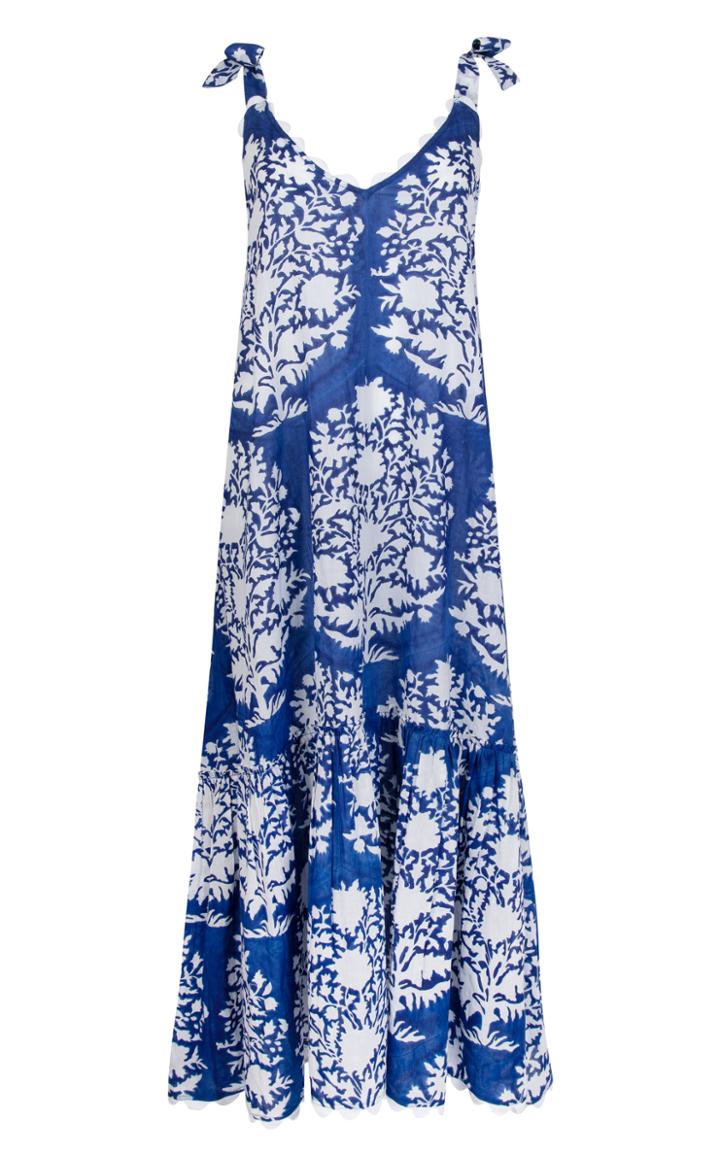 Moda Operandi Juliet Dunn Scallop-trimmed Palladio-print Cotton Maxi Dress