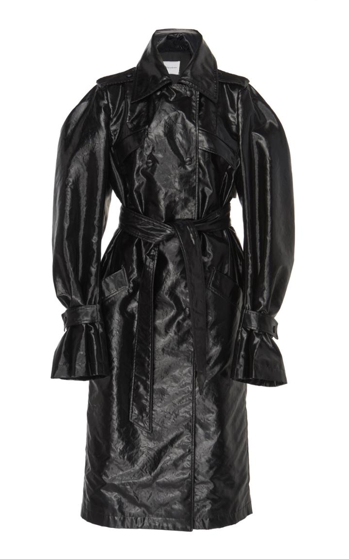 Olivier Theyskens Teoni Double-breasted Waxed Twill Trench Coat