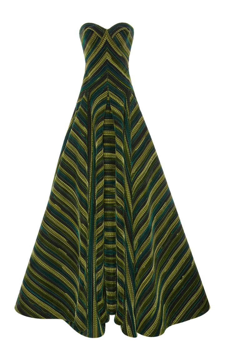 Zac Posen Stitched Velvet Sweetheart Gown