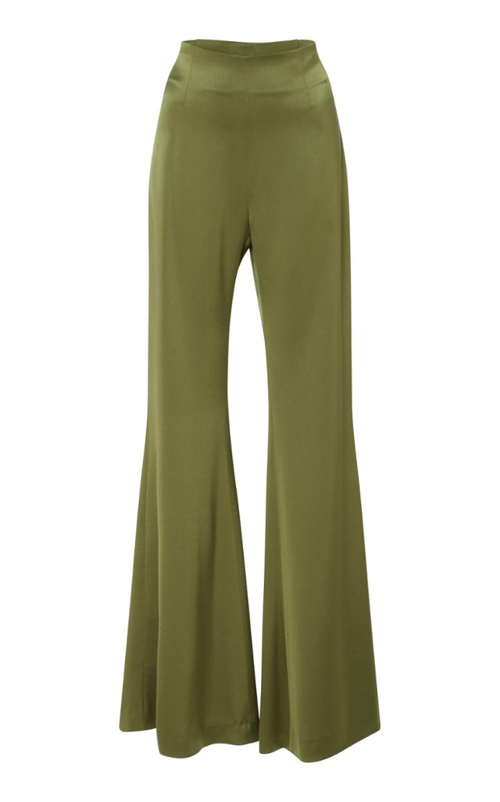 Galvan Green High-waist Satin Trousers