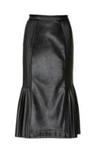 Moda Operandi Huishan Zhang Bibi Pleated Faux Leather Midi Skirt