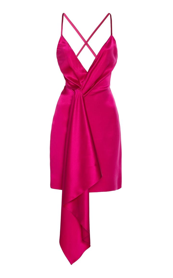 Cushnie Tie-detailed Satin-effect Silk Mini Dress