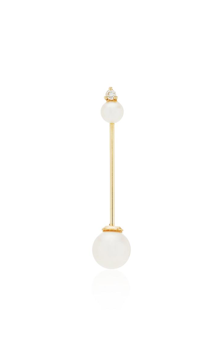 Moda Operandi Mizuki Small Pearl & Diamond Bar Drop Earring